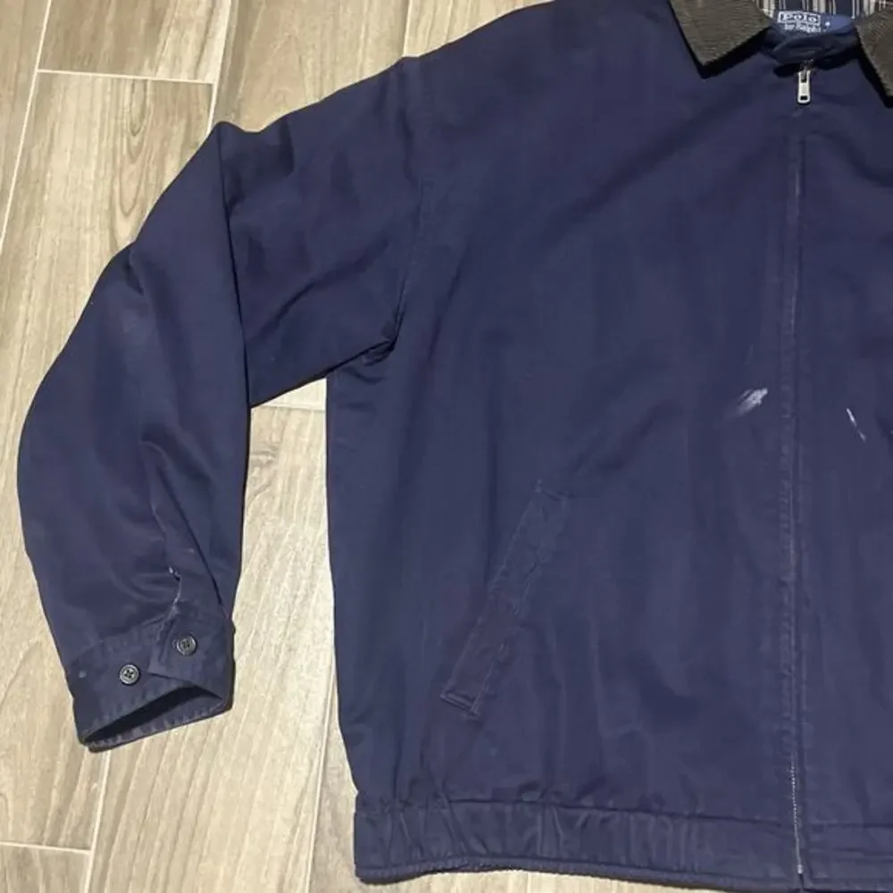 Polo By Ralph Lauren Mens Size 2XL Navy Bomber Jacket Corduroy Collar Cotton‎ - Picture 2 of 13